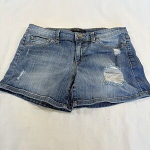 Joes Jeans Size W28 Blue Denim Jean Shorts Distressed Medium Wash Stretchy Boho